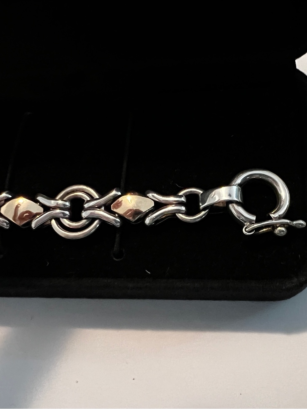 Heavy Vintage 950 Silver with Solid 18k links Bracelet with Box - Picture 4 of 10